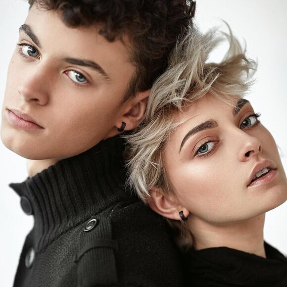 Black Stainless Steel Small Hoop Earrings for Men, Unisex, Hinged Huggie Style, - Picture 8 of 8